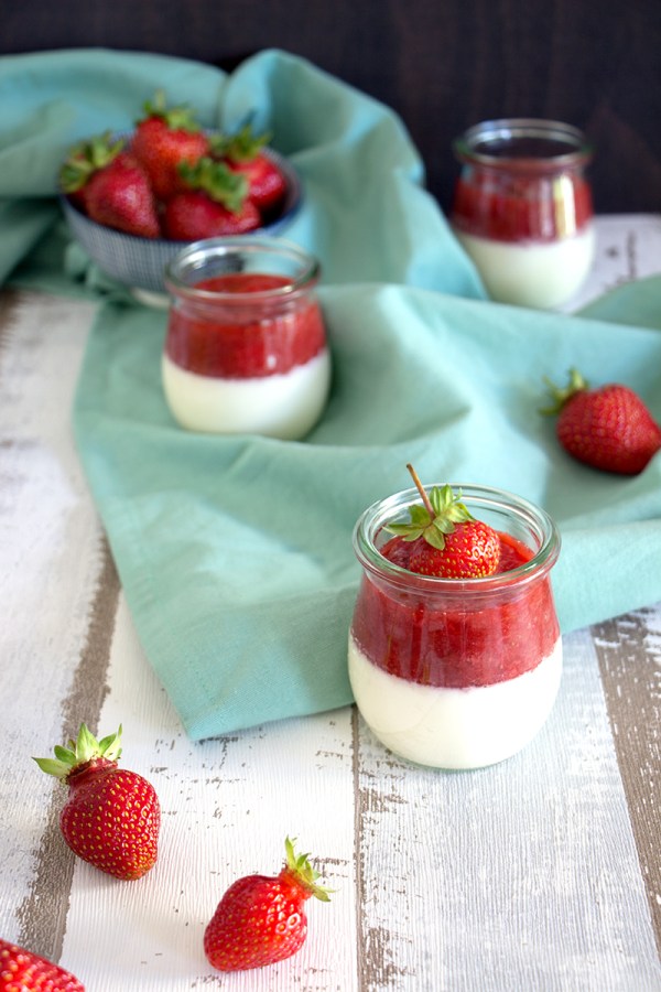 Holunder Panna Cotta mit Erdbeer-Rhabarber-Kompott